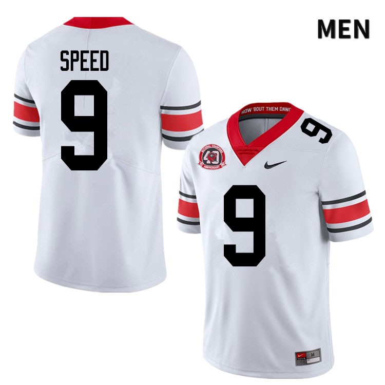 Georgia Bulldogs Men's Ameer Speed #9 White 2020 1980 National Champions 40th Anniversary Stitched College UGA Football Jersey 23FV016EH